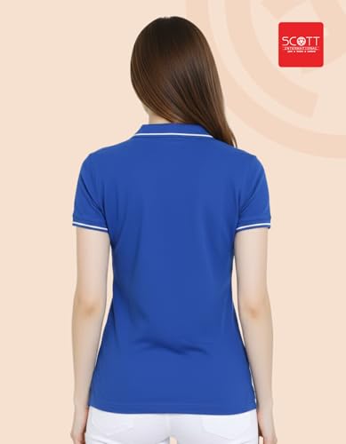 Image of Scott International Women's Cotton Polo T-Shirt | Half Sleeve Plain Collar Tee | Stylish Casual Top | Plain T-Shirt for Girls | Workwear for Office & Casual Wear