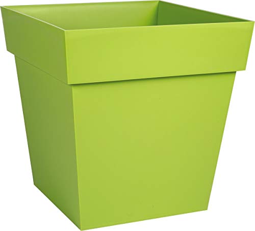 Pot de fleur carré plastique recyclé EDA Toscane 32 cm avec rétention d'eau extérieur