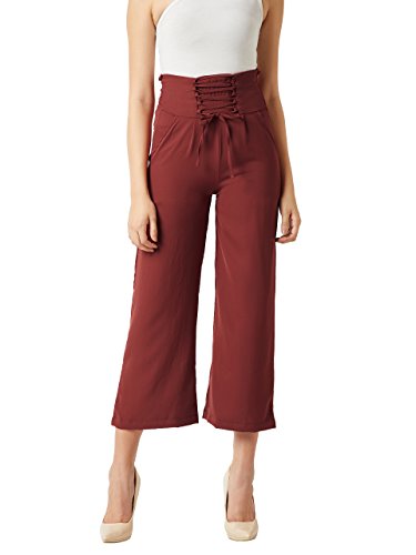 Image of Miss Chase Women's Brick Red Criss Cross Tie-Up Pants