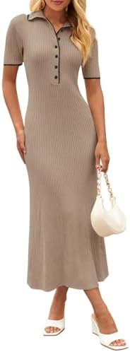 MEROKEETY Womens Summer Business Work Maxi Bodycon Sweater Dress ...