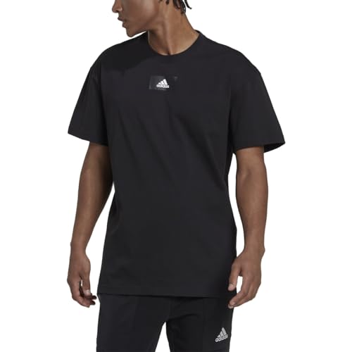 T-shirt Adidas noir taille S coupe drop shoulder col rond pour homme