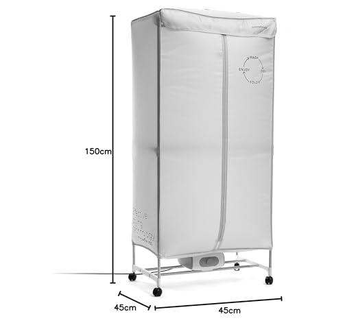Miniatura 10 de Innovagoods Secadora De Ropa Portátil, Capacidad 15kg, Temporizador 30-180 Min, Temperatura Máx. 70 C, Esteriliza Y Elimina Olores, Tendedero Secadora 4 Ruedas Para Facilitar Su Movilidad. Gris