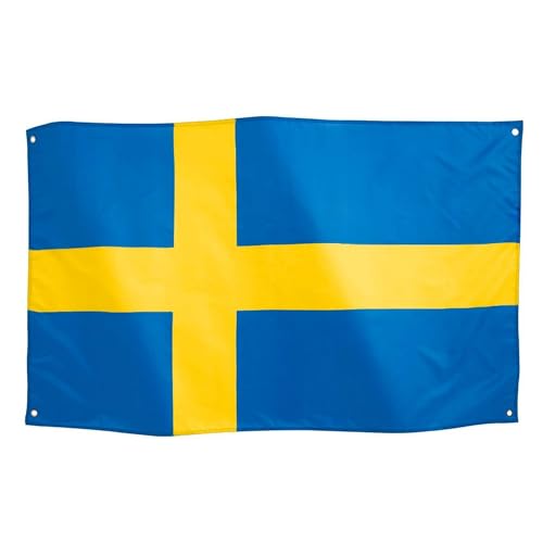 Runesol Schweden Nationalflagge 3x5, 91x152cm, Sveriges Flagga 4 Ösen, Messing Öse In Jeder Ecke, Schweden Banner, Feiertage, Premium-Flaggen, Wasserdicht, Innen, Außen, Dreikönigstag