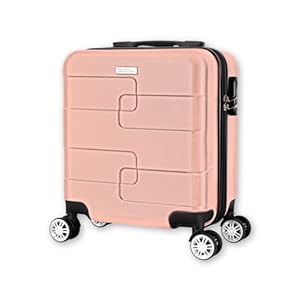 WORLD EXPLORER Cabin Suitcase ABS Hard Shell 360° Spinner Wheels & Com-bination Lock Lightweight 30L Underseat Cabin Luggage and Suitcase EasyJet Per-sonal Item Travel Bag (Rose Gold, 45x35x20 CM)