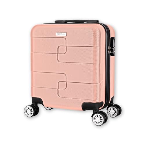 WORLD EXPLORER Cabin Suitcase ABS Hard Shell 360° Spinner Wheels & Com-bination Lock Lightweight 30L Underseat Cabin Luggage and Suitcase EasyJet Per-sonal Item Travel Bag (Rose Gold, 45x35x20 CM)