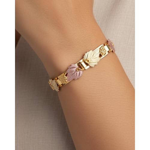 Black Hills Gold Bracelet for Women, 12k Green and Rose Gold & 10k Gold with Tri-Color Grape & Vine Design4