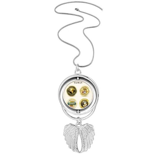 Logo Taiwan avec pendentif de voyage ailes d'ange rotatif collier