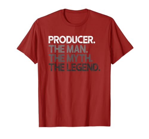 Producer Design Man Myth The Legend T-Shirt, Men, Cranberry Red, Large