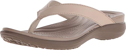 Crocs Women's Capri V Flip Flop, Casual & Simple Sandals for Women, Chai/Walnut, 8 M US