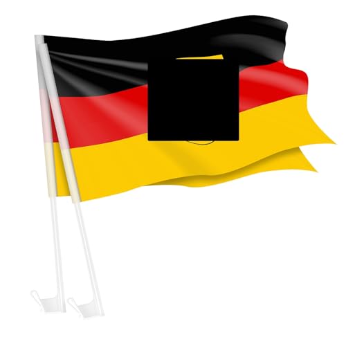 Piersando Autofahne Set 2 Stück Auto Fahne Fussball EM WM Länderflagge Fanartikel Land Flagge Autoset Eishockey Handball Basketball Deutschland mit Adler
