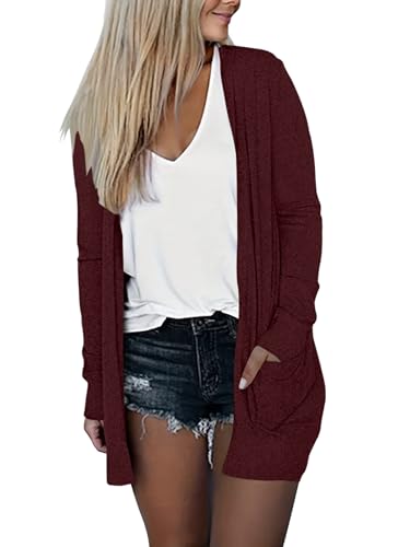 Image of DB MOON Womens Long Cardigan 2026 Fall Lightweight Long Sleeve Open Front Sweater with Pockets