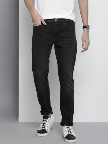 Image of The Indian Garage Co Men Slim Fit Solid Mid-Rise Stretchable Jeans