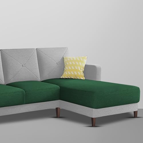 Image of Baloney RHS 6 Seater L Shape Sofa Set for Living Room (Green Grey Fabric) Premium Fabric Sofa