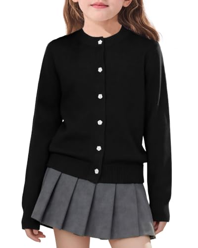 Image of Girls Cardigan Sweater School Uniforms Toddler Long Sleeve Button Knit Solid Sweaters Tops