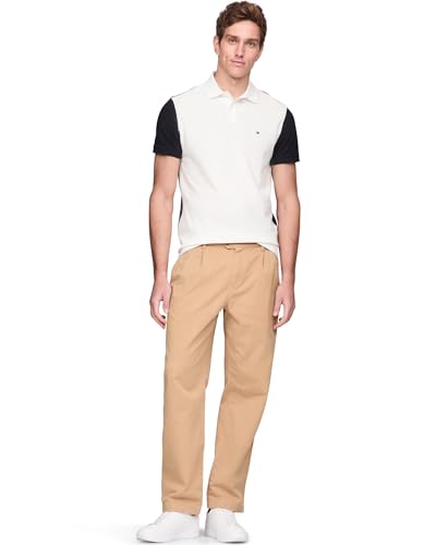 Tommy Hilfiger Camisa polo masculina casual de manga curta com modelagem regular com stretch e desen