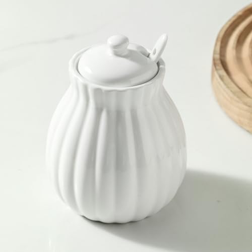 Seyatoo Sugar Bowl with Lid and Spoon, Ceramic Sugar Container