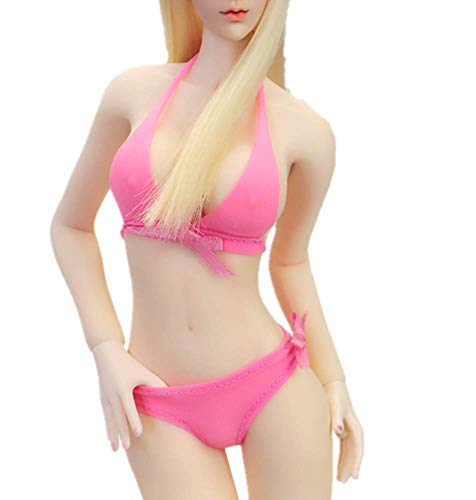 NEDTO 1/6 Scale Female Figure Doll Clothes, Handmade Sexy Bikini Outfit for 12" Action Figure Phicen,TBLeague DC069 (Pink)