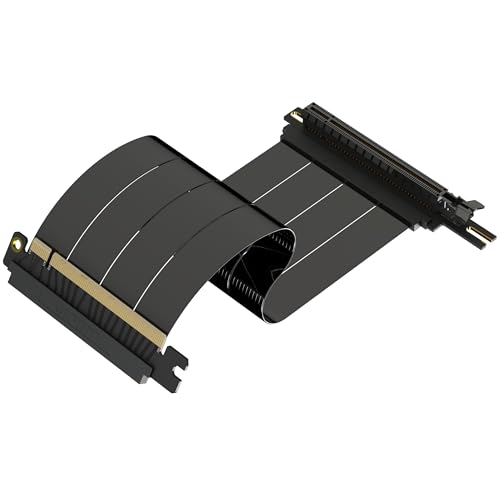 Image of LINKUP - AVA5 PCIE 5.0 Riser Cable (Open Box) | RTX5090 RX9070 GPU Ready | x16 128GB /s Speed | Compatible with NZXT H1 & PCIE 4.0 /3.0 | Single Reverse Left Angle, Black 25cm (Total Length 28cm)