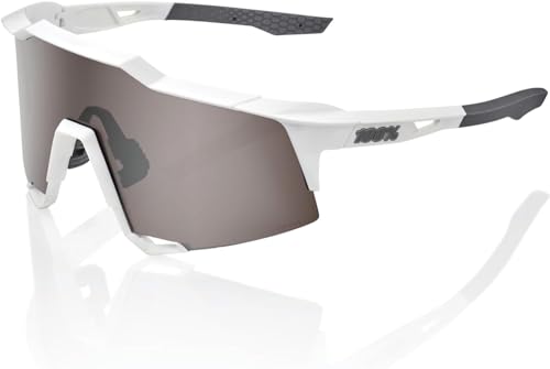 Image of 100% SPEEDCRAFT Sport Performance Cycling Sunglasses (Matte White - HiPER Silver Mirror Lens) | 100% Speedcraft Sport Cycling Sunglasses, Matte White Frame, Hiper Silver Mirror Lens, Sku 60007-00006, Upc 196261017106
