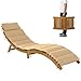 Outsunny Sonnenliege, klappbare Gartenliege aus Akazienholz, Wetterfest Liegestuhl mit Polsterung Kopfstütze Tragegriff Relaxliege für Balkon, Terrasse, bis 120 kg belastbar, Beige, 183 x 54 x 63 cm