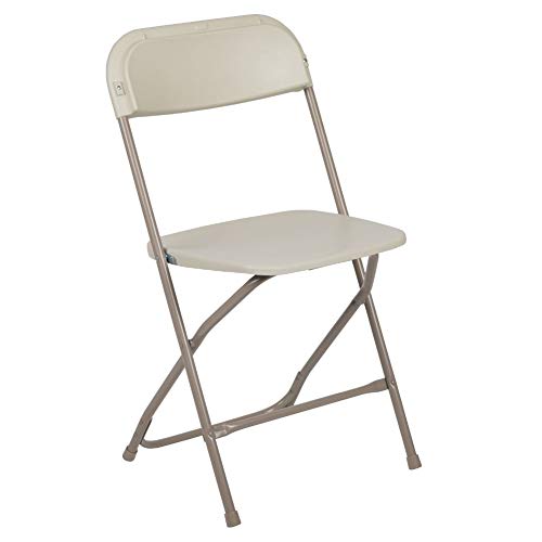 Image of Flash Furniture Hercules Series Plastic Folding Chair - Beige - 650LB Weight Capacity Comfortable Event Chair - Lightweight Folding Chair