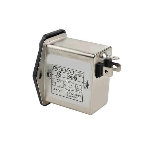 Filtro EMI de potencia 10A con conector enchufe IEC e interruptor basculante CW2B-10A-T 6