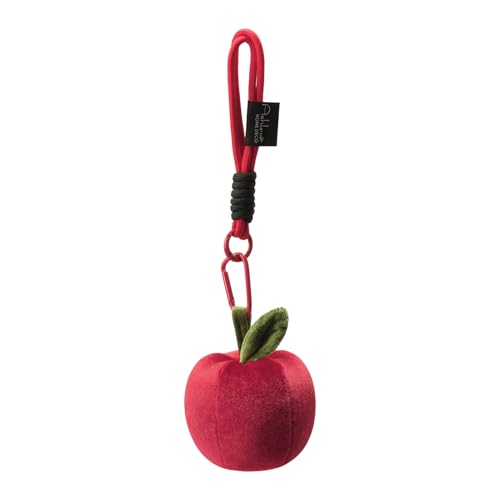 Ashler Apple Keychain Purse Charms, Lovely Fuzzy Fruits Shape Accessories keychain, Decorative Purse Charms for Handbags, Unique Gift for Women, Red, 3x3IN