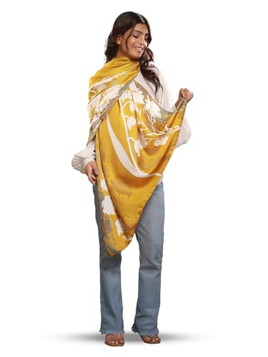 Image of Printed Poly Silken feel Scarf Stole for Women | Stylish, Soft, & Lightweight | Satin Feel Neck Scarf, Hair Scarf, Head Scarf for Women