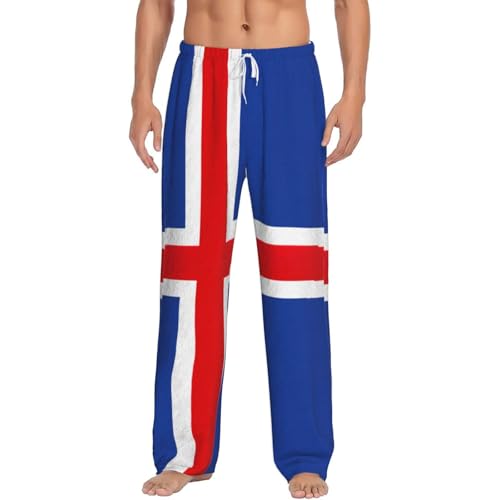 Pantalon de pyjama Islande homme en flanelle et polaire douce pour la maison