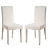 LUXOAK Velvet Upholstered Dining Chairs Set of 4, Tufted Stylish Side Chairs, Diner Chairs with Solid Wood Legs for Kitchen, Luxury Modern Style for Living Room or Party, White