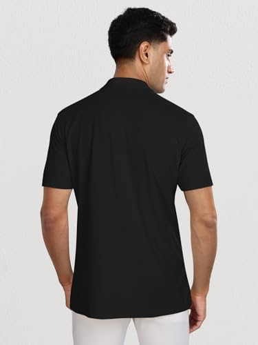 Image of BULLMER Trendy Solid Zipper Collar /Polo Neck Tshirt for Men