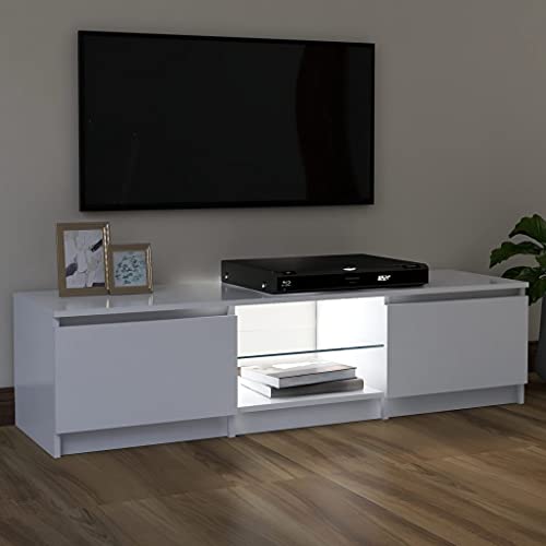 vidaXL-Mueble-para-TV-con-Luces-LED-Soporte-Mobiliario-Aparador-Estante-Salon-Sala-de-Estar-Dormitorio-Decoracion-Blanco-120x30x355-cm