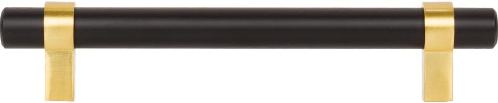 Jeffrey Alexander 128 mm Center-to-Center Matte Black with Brushed Gold Key Grande Cabinet Bar Pull
