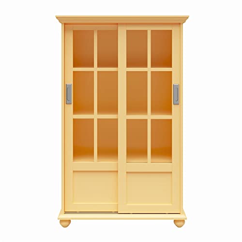 Ameriwood Home Aaron Lane Bookcase With Sliding Glass Doors, Sunlight Yellow #TOP2