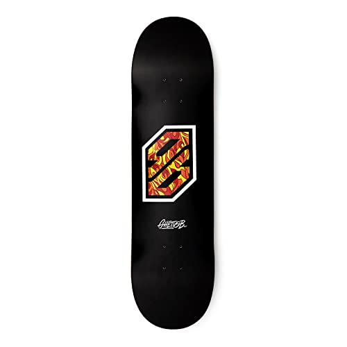 Ghetto Blaster, Skateboard Deck, Flame White 8.25, Aus 7 Schichten kanadischem Berg- Ahorn, Skateboard Deck Erwachsene, Skateboard Deck Jungs