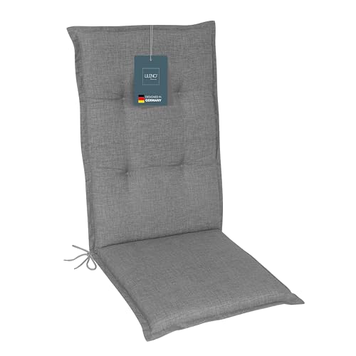 LILENO HOME Gartenstuhl Auflagen als [1er Set - Hochlehner] in Hellgrau - Bequeme Liegen als Sitzauflagen für Gartenmöbel - Stuhlkissen für Gartenstühle und Klappstühle