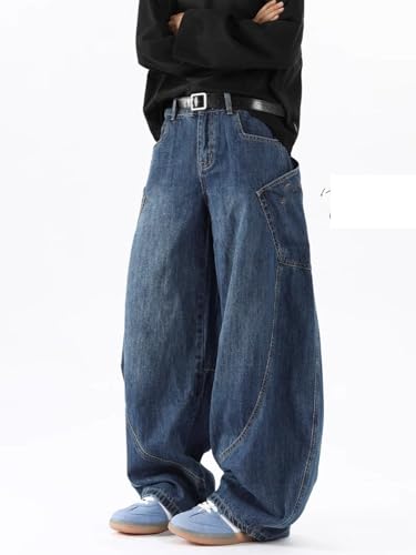 Men's Patchwork Vintage Jeans Spring Autumn American Vintage Wide-Leg Long Pants2