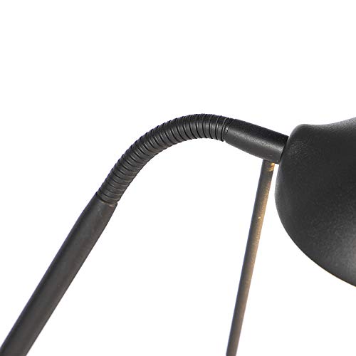 Qazqa Moderno Lámpara de pie negra flexo regulador LED - DIVA 2 Acero Redonda/Alargada Incluye LED Max. 2 x 18 Watt
