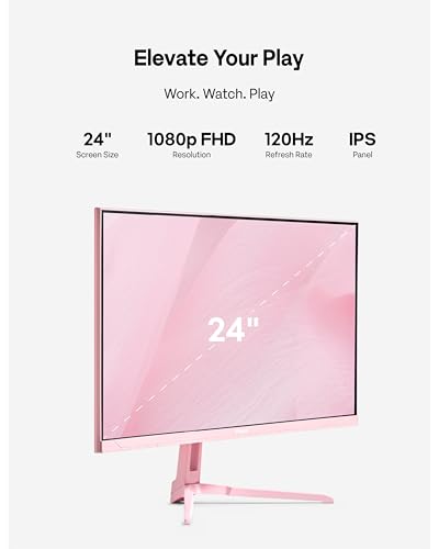 Image of Pixio PX246 Wave Pink 24 inch 120Hz 1080p IPS Panel Adaptive Sync Gaming Monitor with Pink HDMI 2.1 Cable Ultra Certified Ultra High Speed 10FT 8K 60Hz 4K 120Hz Nylon Braided