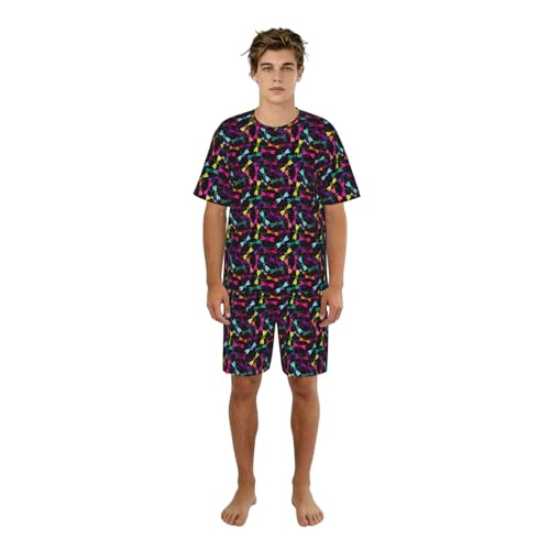 Pyjama homme 2 pièces léger respirant ensemble manches courtes imprimé