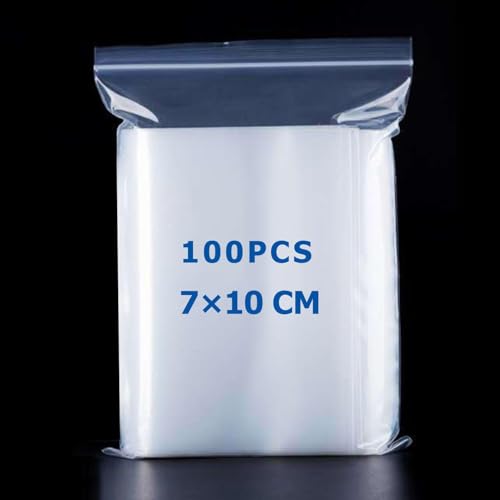 100 Grip Seal Bag - Small Plastic Bags for Jewelry Candies Coins Medicine (7x10cm)