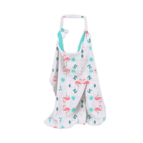 Image of MOM'S HOME Organic Cotton Muslin Nursing Cover For Breastfeeding Apron | Flamingo, Multicolor, Count 1