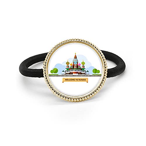Tocado de metal plateado con patrón de catedral de Rusia y elástico premium para peinados