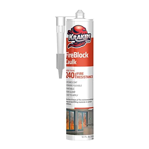 Kraken Bond Fire Block Caulk - Acrylic Sealant for Stone, Concrete, and Cement, Heat Resistant, Paintable, Water Based & Fire Stopping Caulk White | 1 Pack, 10.1 Oz Cartridge