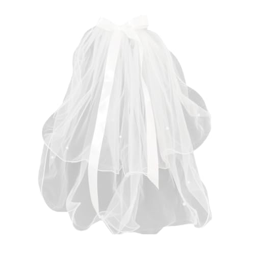Reccisokz REC Velo Novia Despedida Soltera,Velo Despedida de Soltera,Despedida de Soltera Accesorios,Velo Novia de Lazo para Pelo,Pinza de Perla Blanca,Velo de Novia para Boda,para Mujeres y Niñas