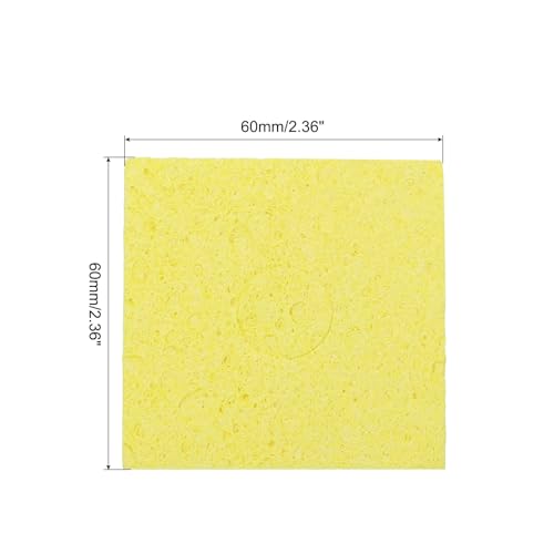 Image of MECCANIXITY 15PCS Soldering Sponge 60 x 60mm Square with Holes Yellow Cleaning Pad Iron Replacement for Cleaning Soldering Iron 2mm Natural Thickness 11mm Water Absorption Thickness