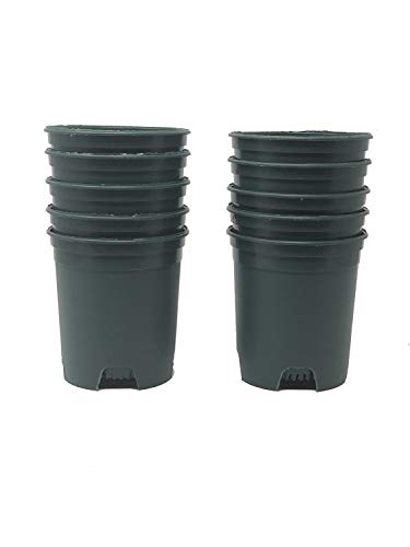 4 Inch Nursery Pot Green Plastic Planters for Outdoor Indoor Plants Gardening Flower Pots 10-Pack 0.25 Gallon Pot Liners with Drainage Holes