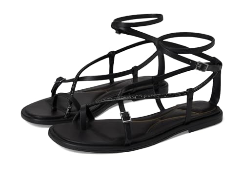 Sandale Paros Cuir Noir et Bijou Éclatant de Qualité Supérieure