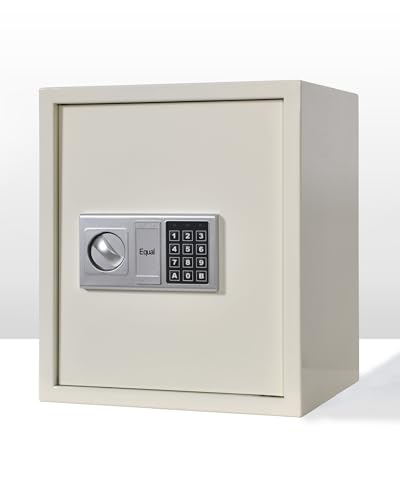 Image of Equal 48L Retro Safe Locker for Home | Digital PIN Code + Emergency Key | Glossy Ivory Finish | 10-Gauge Steel Door | 3 Year Warranty | 48 Litre