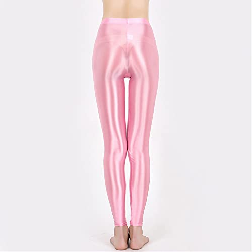 Image of cloudmall Women Sexy Semi Opaque Pantyhose Running Tights Yoga Leggings Oil Shiny Stocking